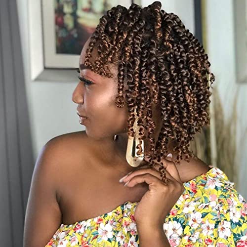 6 Inch Pre-twisted Passion Twist Crochet Hair 8 Packs Pre-looped Short Passion Twist Braiding Twists for Black Women(T30)