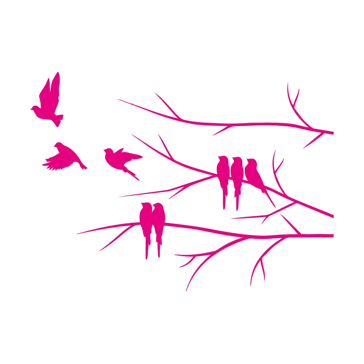 Engraving Stickers Birds On Branch Living 81x115.5cm Removable Without Leaving Glue Extra Large Rosered