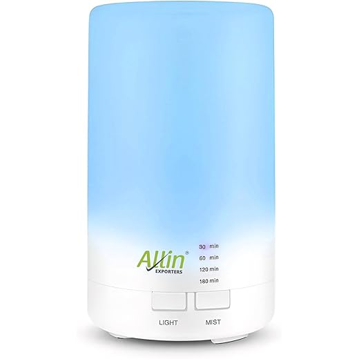 Allin Exporters 70ml USB Mini Aromatherapy Diffuser 7 Color Changing LED Lights Cool Mist Ultrasonic Humidifier for Car SUVs Home Baby Bedroom & Office (1Pc, Multicolour)