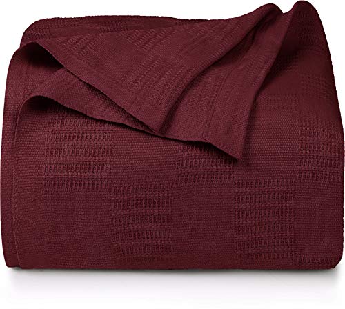 Utopia Bedding 100% Cotton Blanket (King Size - 90X108 Inches) 350Gsm Lightweight Thermal Blanket, Soft Breathable Blanket For All Seasons (Burgundy) #TOP11