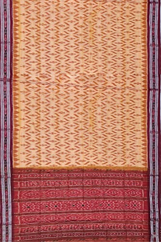 Image of Odisha Sambalpuri Handloom Ikat Women's Cotton Saree, Odisha Handloom Handmade Pure Cotton Khandua Saree, Ikkat Orissa Traditional Handloom Saree Without Blouse