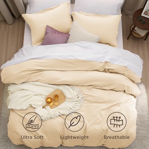 Image of Bedsure Alabaster Gleam Duvet Cover Full Size - 3 Pieces Prewashed Extra Soft Bedding Set, Includes 1 Duvet Cover 80x90 Inches with Zipper Closure & 2 Pillow Shams, Comforter Not Included