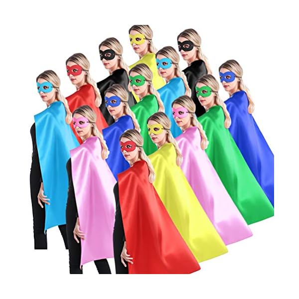 Adult superhero capes and masks for teenagers men & women 14 sets bulk pack - dress up superhero party capes for spirit day team building - image 3