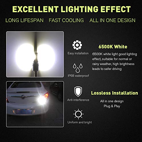 KATUR Extremenly Bright H3 Daytime Running Bulbs or Fog Lights TOP Advanced CSP LED Chips Car DRL Led- 6500K Xenon White 1600LM Waterproof IP68 80W – 3 Yr Warranty