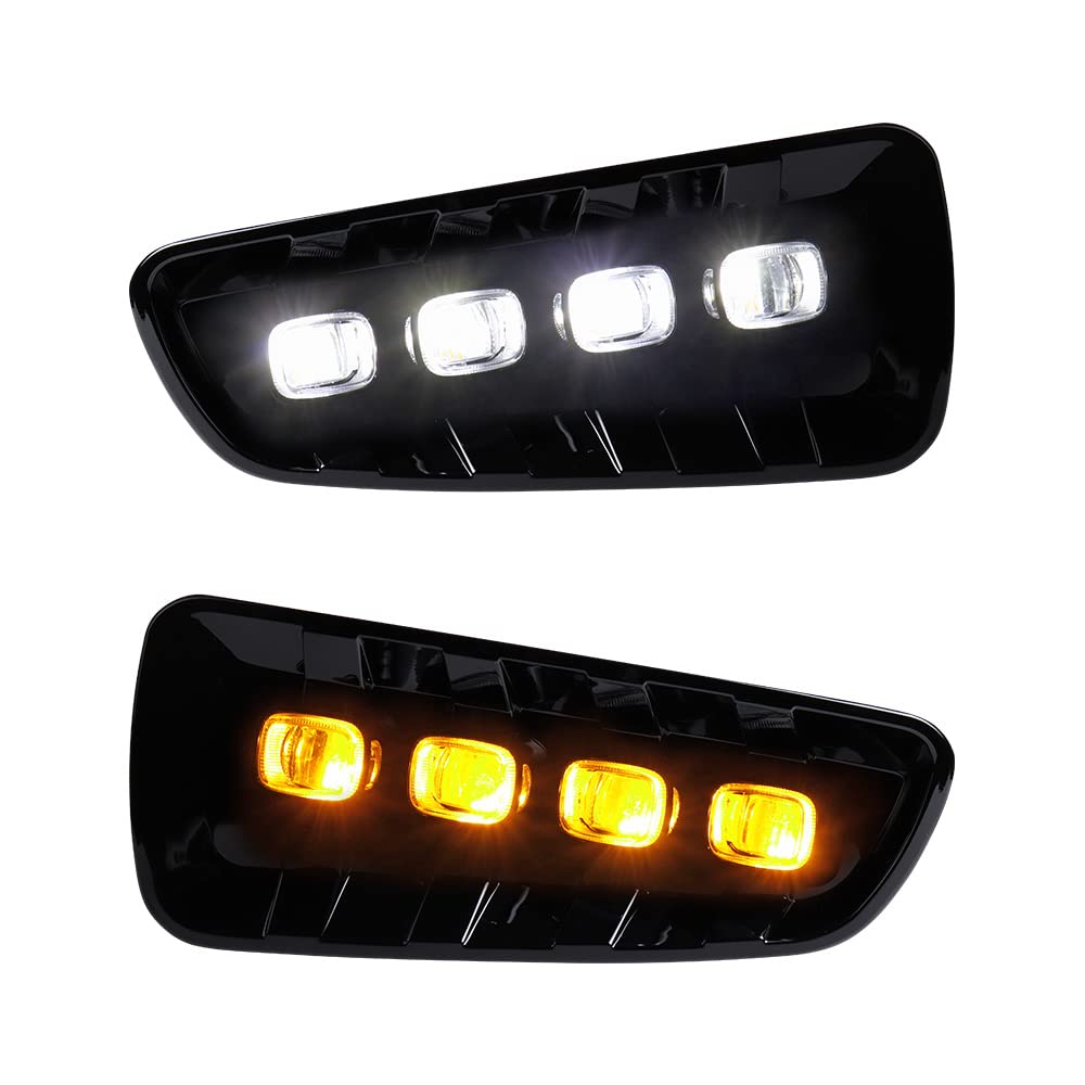 Anzios Pair Lower Bumper Fog Lamp Led DRL Lights Led DRL Amber Signal Daytime Running Light Compatible with 2009-2014 Ford F-150 Raptor Diamond White Super Bright