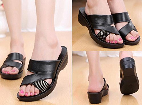 MHGAO 2017 sandalen lederen zachte zolen slippers helling met grote grootte gladde slippers - Afbeelding 4