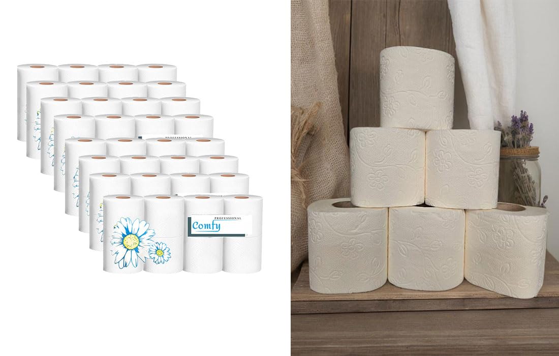 Toilettenpapier 3-lagig – 64 Rollen (8 x 8) 150 Blatt pro Rolle | 100% reine Zellulose | Weiches & saugfähiges Premium-Toilettenpapier – Weiß, ideal für Haushalt & Gewerbe
