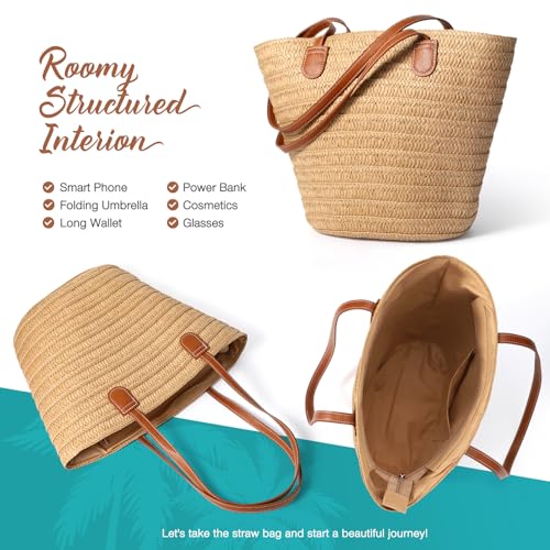 Hommtina Straw Bag Womens Straw Beach Bag Vacation Purse for Summer by Hommtina - Used condition - Image 5