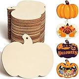 30Pcs Wooden Pumpkins Crafts to Paint Halloween Fall Thanksgiving Decoration Crafts for Kids Unfinished Mini Pumpkin Cutouts Ornaments Autumn Harvest Home Hanging Decorations