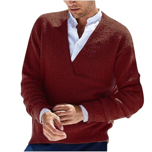 Muscularfit Men's Sweaters Vintage Fashion Long Sleeve Deep V Neck Casual Pullover Sweater Loose Fit Knitted Sweaters Fall