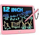 Bravokids 12 Inch LCD Writing Tablet for 3 Year Olds - Electronic Drawing Pad and Doodle Board as Educational Birthday Gifts for Girls and Boys (Pink)