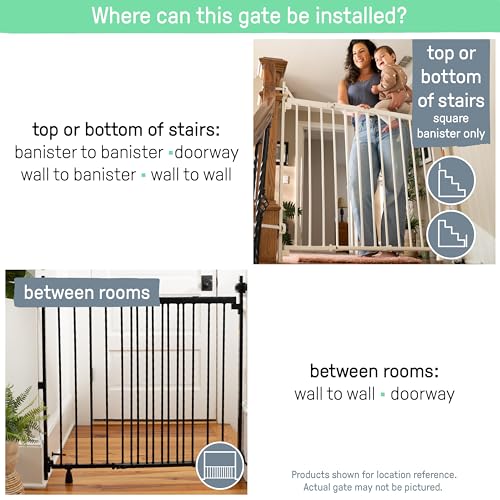 Summer Infant Metal Banister & Stair Safety Pet and Baby Gate,31'-46' Wide, 32.5' Tall, Install Banister to Banister or Wall or Wall to Wall in Doorway or Stairway, Banister and Hardware Mounts -White - Thumbnail 4