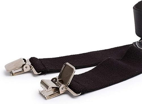 Miniatura 9 de MELOTOUGH Tirantes acolchados para cinturón de herramientas con clip súper fuerte para carpintero, tirantes de construcción para hombres, Negro -