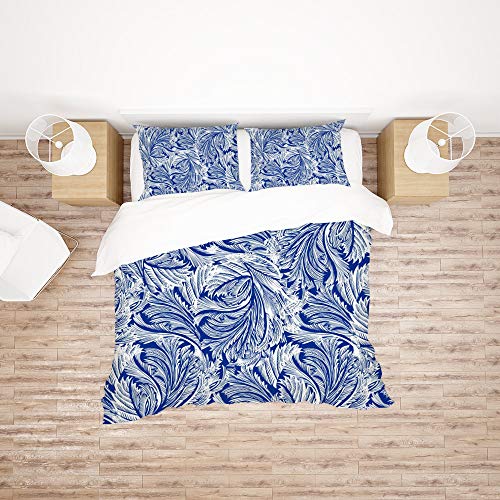 Housse de couette plumes bleues infroissable 3 pièces Long Twin