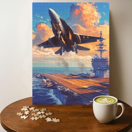 Fighter Jet Fantasy Jigsaw Puzzle - 500 Pieces Wooden Puzzle for Adults, Wall Art Gift, Finished Size: 20 x 15 Inch