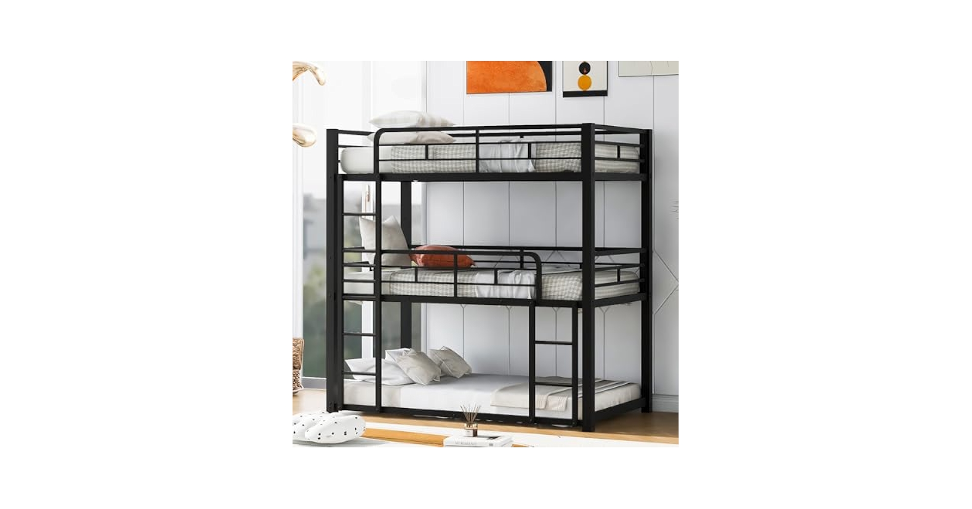 Amazon.com: Anwick Triple Bunk Bed for Kids with Built-in