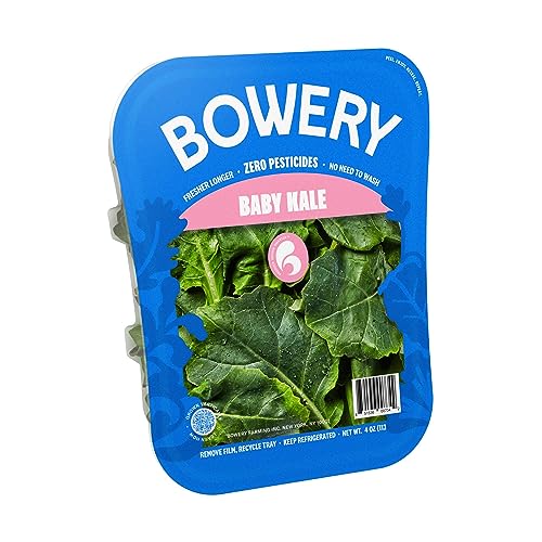 Bowery Baby Kale Salad, Locally Grown Pesticide Free Leafy Greens | No Need To Wash | Non Gmo Verified | Sweet Smooth Satisfying Taste | Fresh Crisp Crunchy Salad Kit | Sustainably Grown 4.0 Oz #TOP2