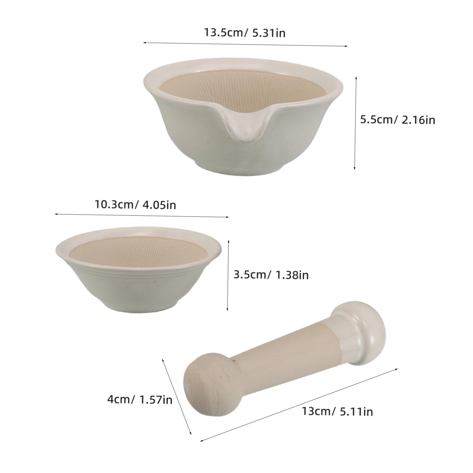 Babynahrungszerkleinerer 1 Satz Keramik Beige für Babybrei | Stößel, Handbetriebene Zubereitung, für Zuhause und Unterwegs, Leicht zu Reinigen