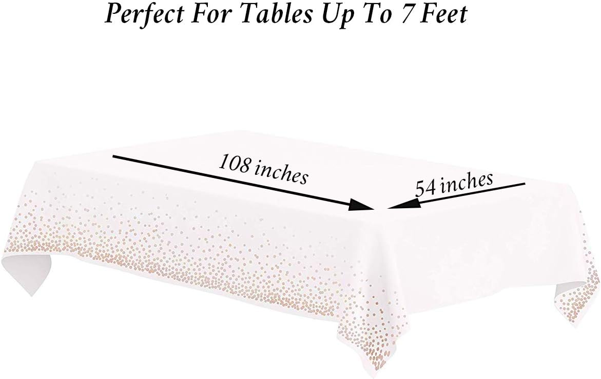 Resonating Designs Rose Gold Confetti Table Covers - Pack of 5 Plastic Rectangle Kitchen and Picnic Tablecloths - Party Decorations for Birthday, Graduation, Wedding Parties - 54 x 108 Inch : Home & Kitchen