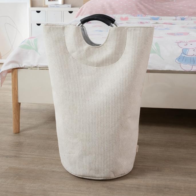 Sponsored Ad - HOKIPO Laundry Basket Dirty Clothes Hamper with Handles, Beige (AR-4856-BGE)