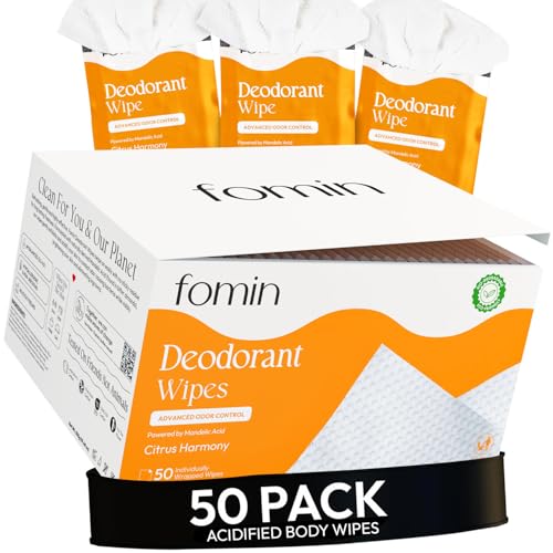 Image of FOMIN Acidified Deodorant Wipes for Women & Men - 50 Count Citrus Harmony