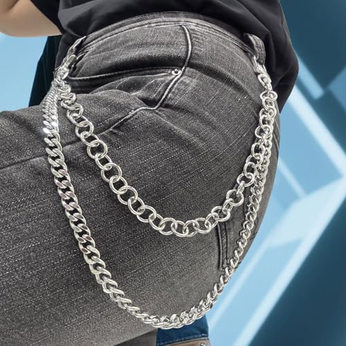 Image of Pants Chain for Men Women,Double Wallet Chain | Stainless Steel Chain for wallet,Heavy Duty Biker Pocket Chains and Jeans
