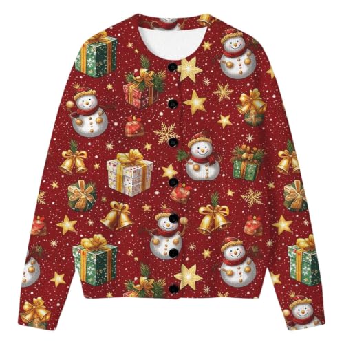 ENCURKUS Womens Christmas Graphic Cardigan Sweaters Long Sleeve Knit Coats - image 5