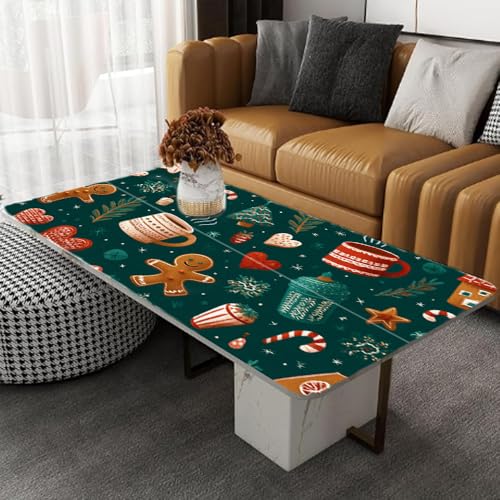 Image of Cozy Christmas Food Desktop Sticker 39.37x23.62In, Gingerbread Hot Cocoa Desk Decal, Easy Clean Table Surface Sticker, Warm Holiday Home Decor