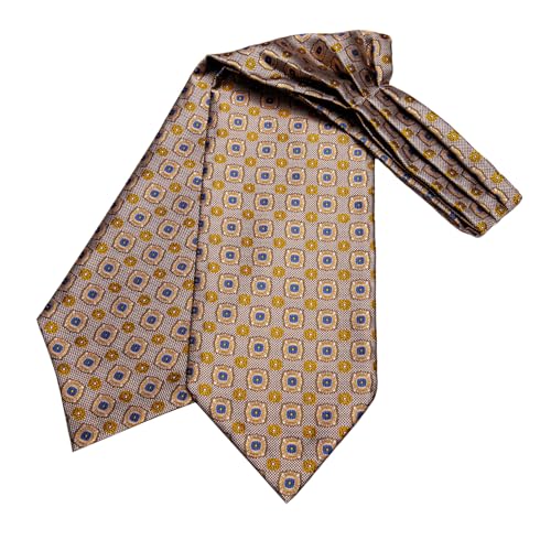 Image of Dubulle Paisley Floral Ascot for Men Self Tie Mens Cravat and Pocket Square Cufflinks Wedding