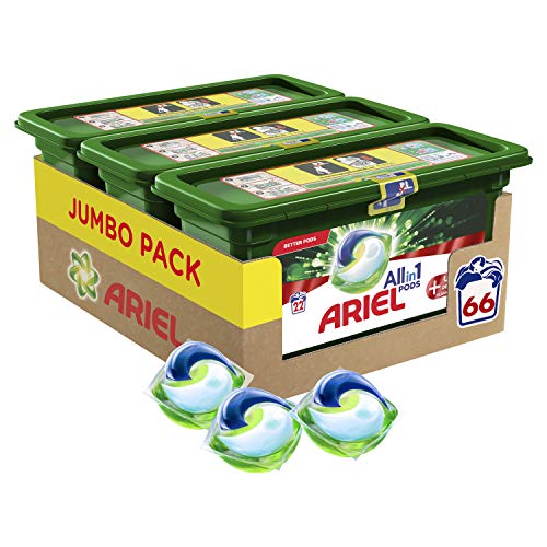 Ariel Power Waschmittel Kapseln, Flüssigwaschmittel, 66 Waschgänge (22 x 3 Pods), Ultra Fleckentferner mit langanhaltender Frische