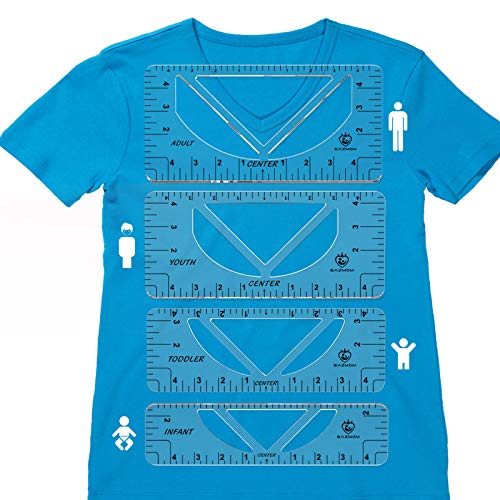 4 Pieces V-Neck T-Shirt Alignment Tool T-Shirt Ruler Guide Sublimation Designs on T-Shirt Adult Youth Toddler Infant T-Shirt Center Designs Rulers T-Shirt Centering Printing Tool for Fabric Cutting