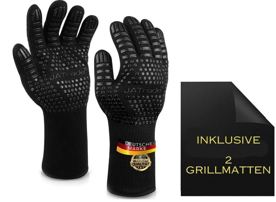 JATrade® Premium Grillhandschuhe mit 2X Grillmatten, Back- &...