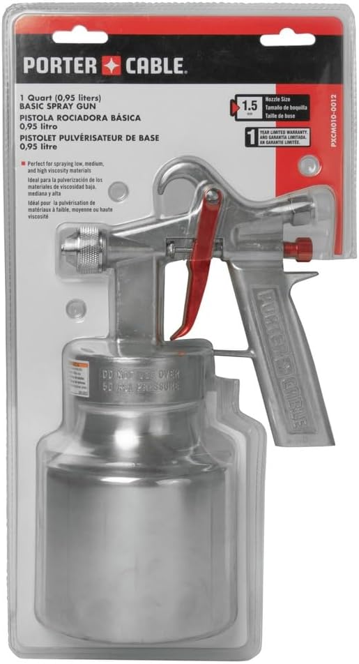 Porter-Cable Max 50 PSI 1 qt. Air LVLP Pressure Feed Bleeder Spray Gun PXCM010-0012