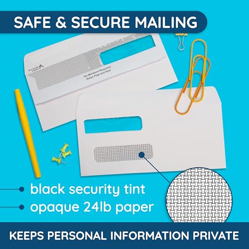 500 No. 8 Flip and Seal Double Window Security Check Envelopes - Designed for Quickbooks Printed Checks - Number 8 Size 3 5/8 Inch x 8 11/16 Inch by Blue Summit Supplies - Image 5