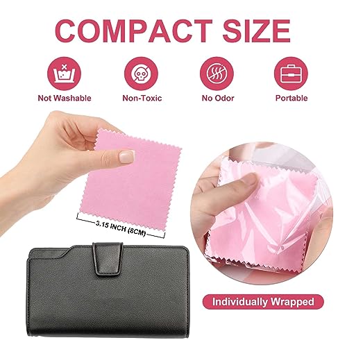 SEVENWELL 50pcs Jewelry Cleaning Cloth Pink Polishing Cloth for Sterling Silver Gold Platinum Small Silver Polish 8x8cm2
