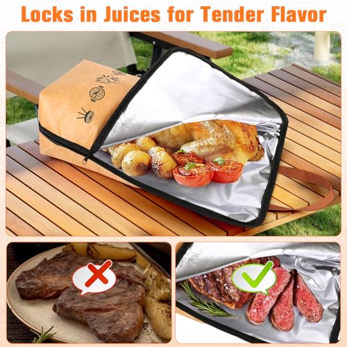 Image of BBQ Blanket for Resting Meat - 5-Layer Insulated Brisket Blanket & Meat Resting Bag, Keeps Brisket, Turkey, Pork Shoulder & Ribs Juicy, Smoker Grill Accessories & BBQ Gifts for Men, Dads -- Brown
