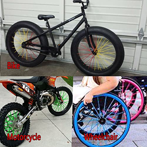 Image of 72 PCS Universal Spoke Skins Motorcycle Dirt Bikes Colorful Protective Trim Wrap Cover Wheel Guard for Yamaha Kawasaki Suzuki(Red)