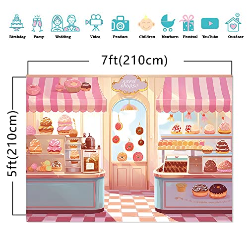 Fondo Sweet Shoppe para fiesta rosa 7x5ft miniatura 4