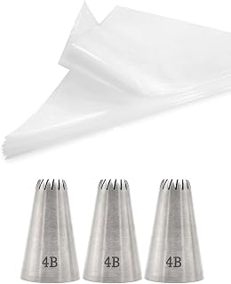 4B Piping Tip and Bag Set, Open Star Tip for Cake Decorating