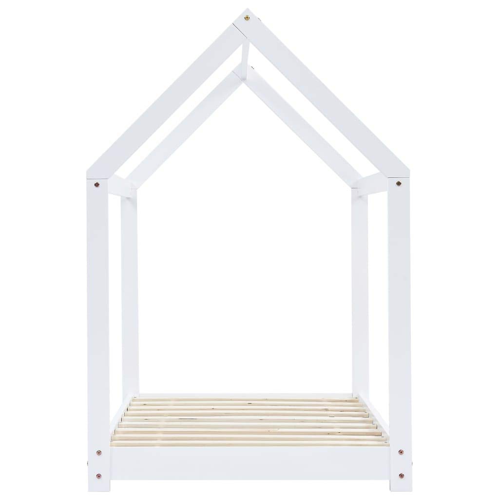 BaraSh Kinder-Bettgestell Weiß Massivholz Kiefer 70 x 140 cm Hausbett Deko Bett Kinder Kinderbett Hausbett Kinder Bodenbett