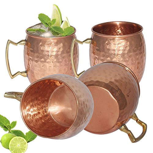 Aakrati INC ? 100% Pure copper hammered Moscow Mule mugs Set of 4 by Aakrati