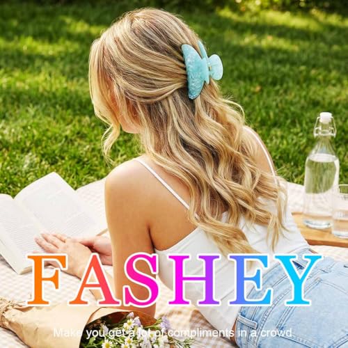 Pinza de acrílico mediana Fashey azul claro y amarillo miniatura 5