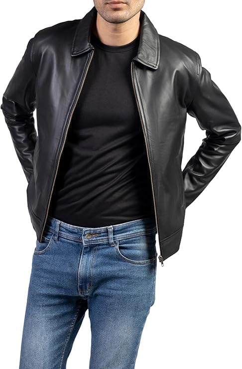 new choice leather Pure Genuine Leather Jacket For Men's (NEWCHOICE-924-Black)-picture-47