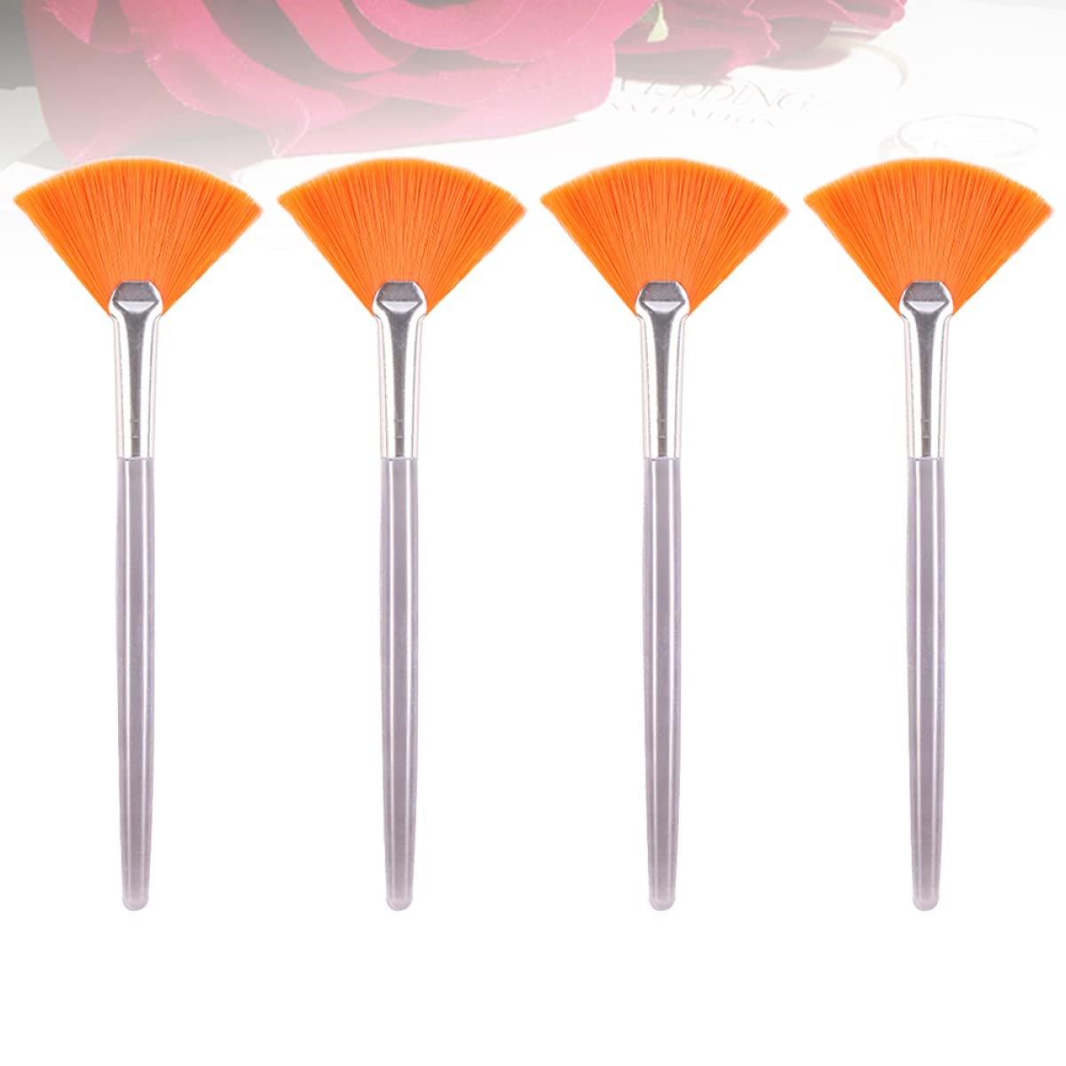 4 Pcs Facial Fan Makeup Brush Set Soft Bristle Cosmetic Tools for Women for Applying Masks and Makeup Portable and Easy to Use