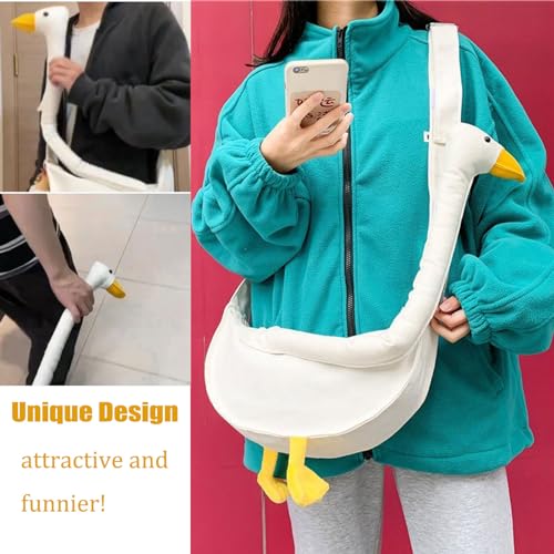 Silly Goose Canvas Shoulder Bag - Adjustable Extra Long Cartoon Crossbody Bag, Funny Animal Purse2