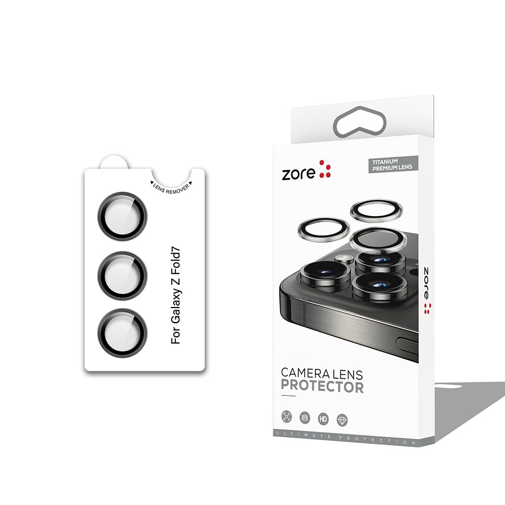 Zore Galaxy ile uyumlu Z Fold 7 CL-12 Premium Safir Parmak İzi Bırakmayan Anti-Reflective Kamera Lens Koruyucu Siyah