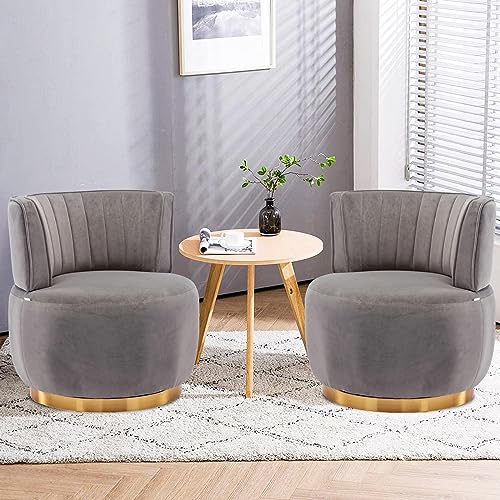 Sillón Redondo Plegable Terciopelo Gris miniatura 1