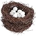 Gadpiparty 2 Set Bird Nest, Artificial Bird Nest Decor with Eggs, Easter Ornament for Party DIY Home Decoration (4pcs 4 Inch, 12pcs Eggs)