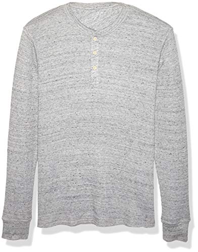 Amazon Essentials Men's Regular-Fit Long-Sleeve Waffle Henley, Light Grey Heather, X-Small