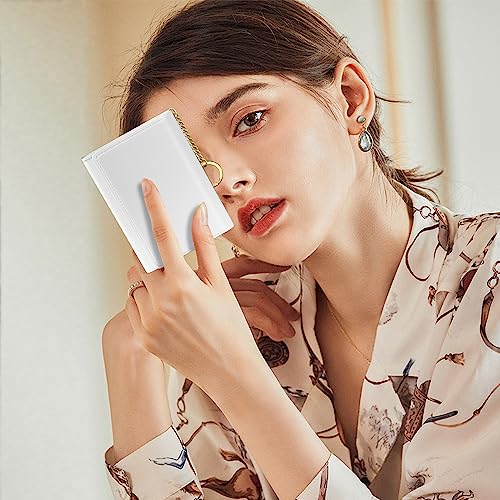 Image of Rouidr Womens Wallet, Small Slim RFID Card Wallets for Women, Cute Front Pocket Trifold Leather Card Organizer with 7 Slots & ID Window, White